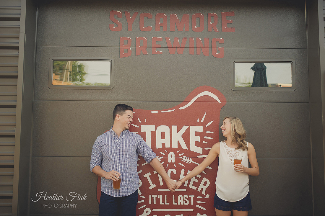 fun engagement session at sycamore brewing in charlotte nc